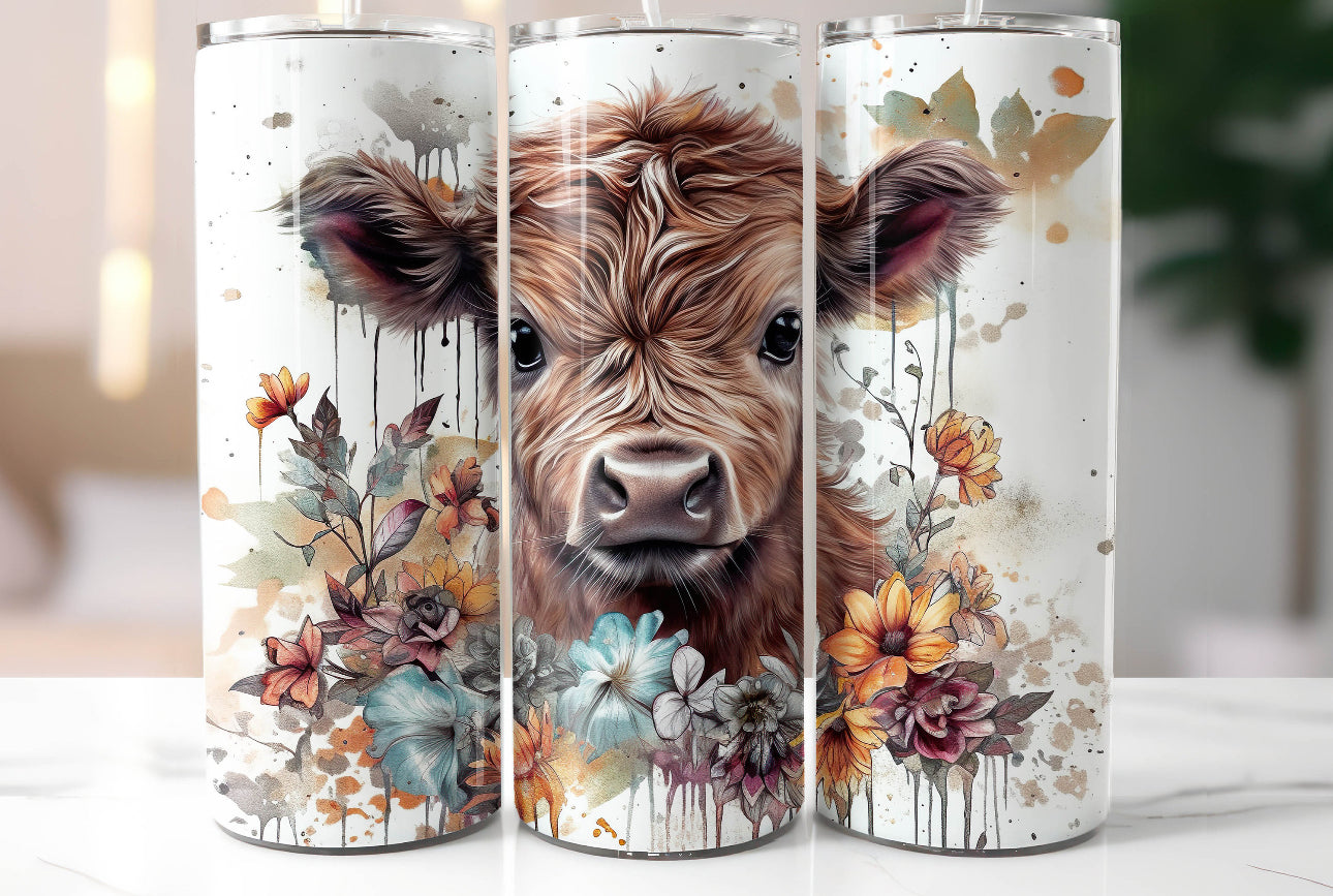 Floral water color cow