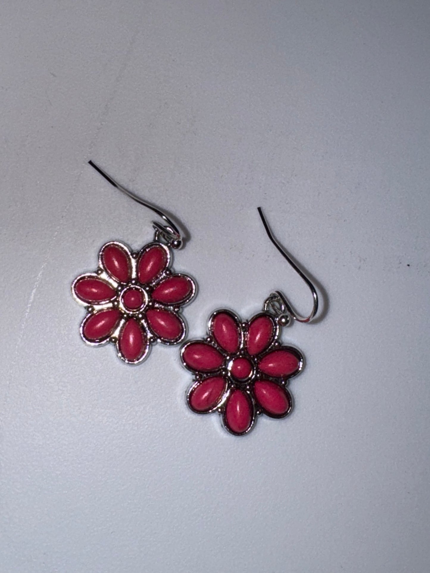 Pink boho flower earrings