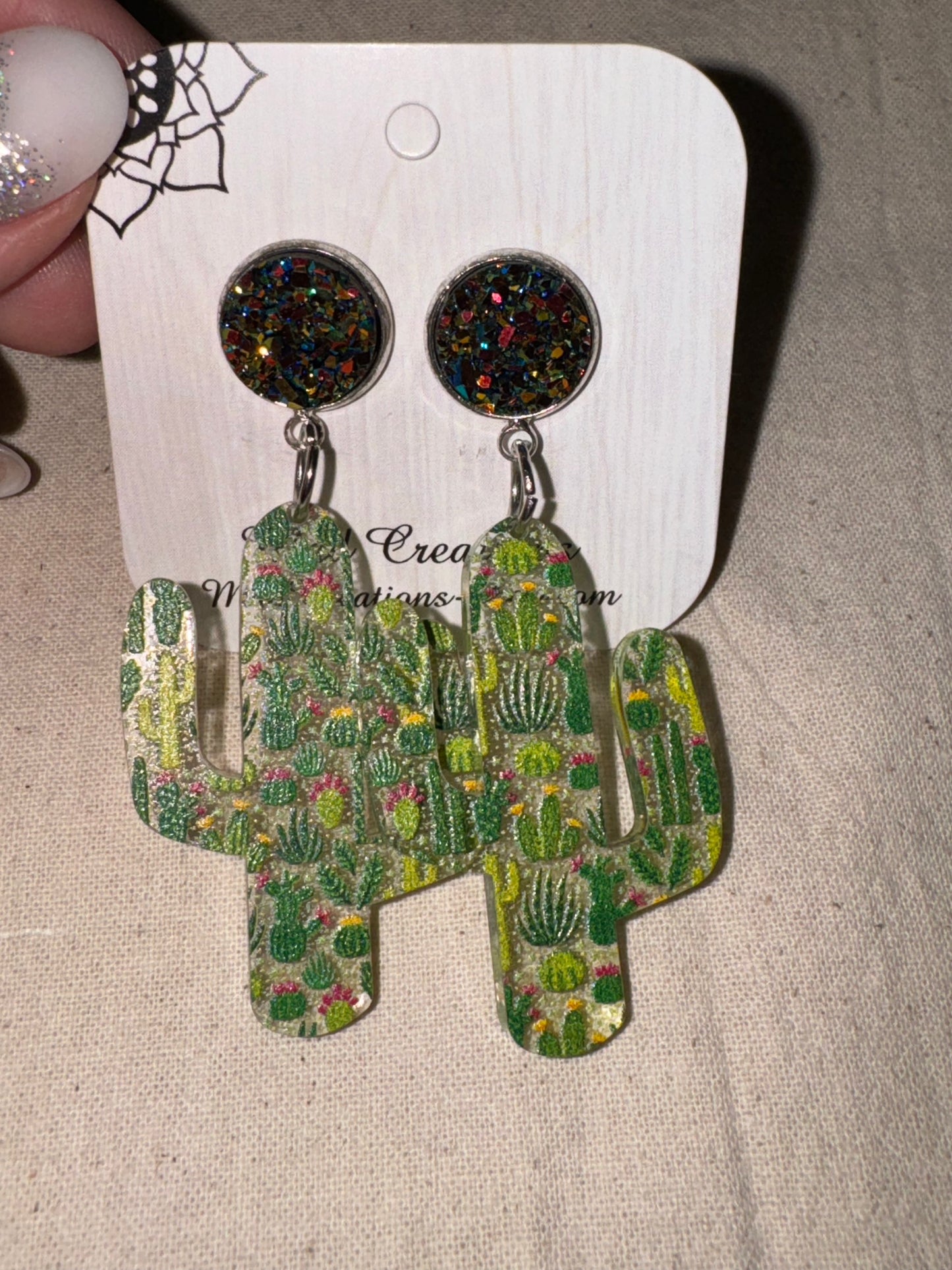 Cactus acrylic stud dangles