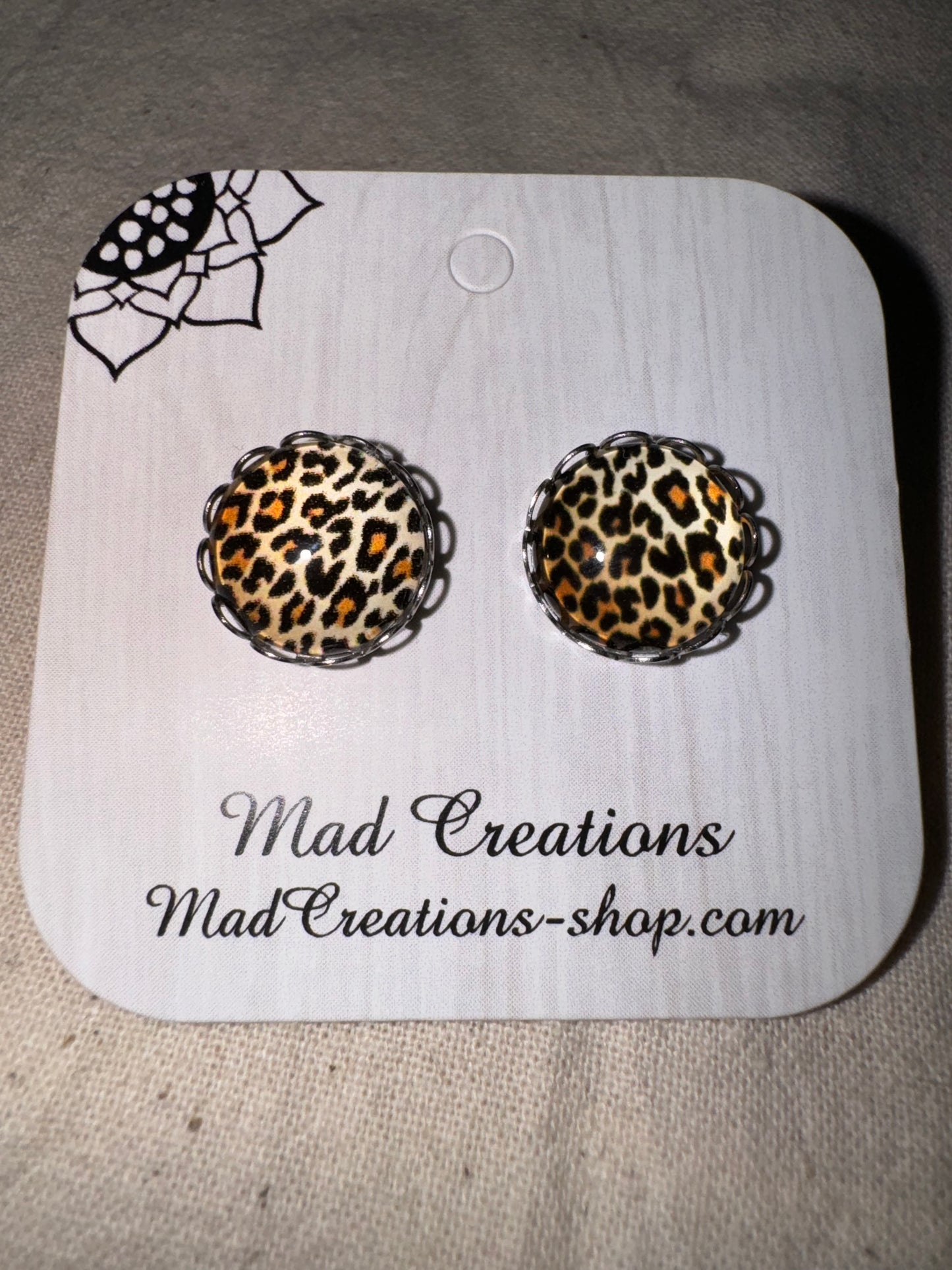 Leopard lace studs