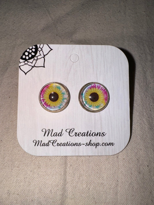 Tie dye sunflower studs