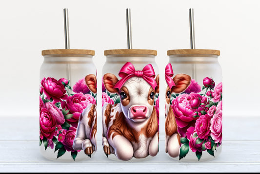 Pink floral cow