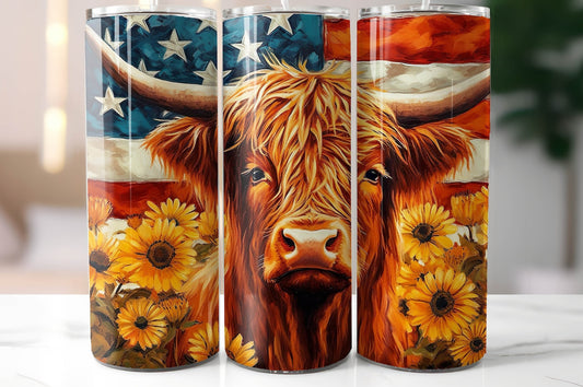 American flag highland cow