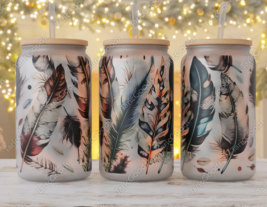 Feather beer can glass