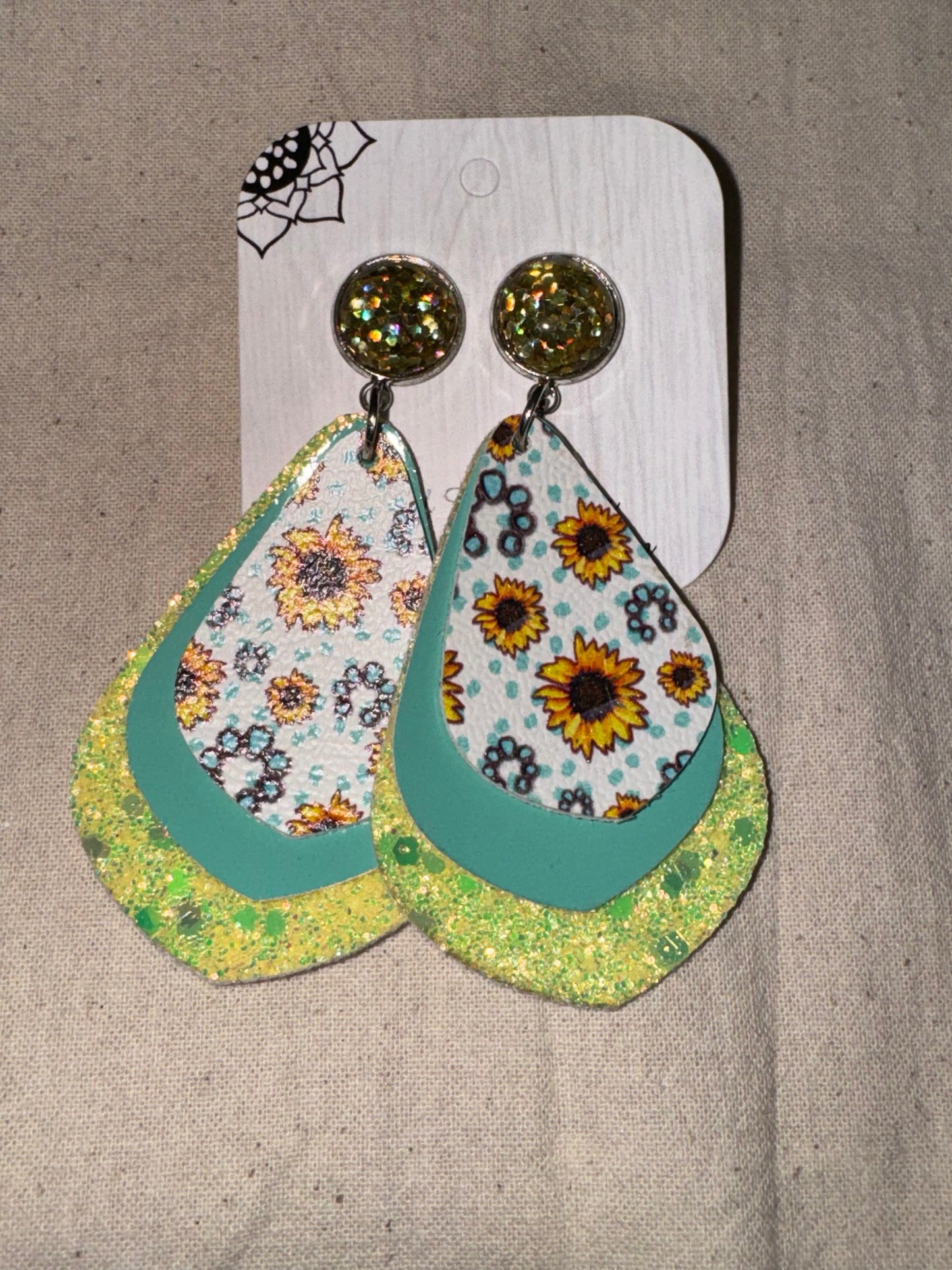 Sunflower turquoise stud dangles