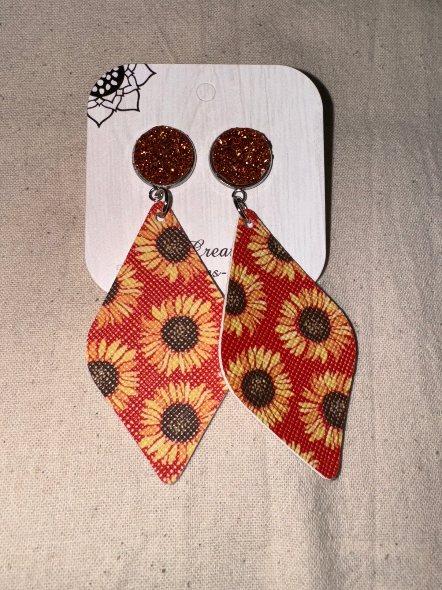 Sunflower stud dangles